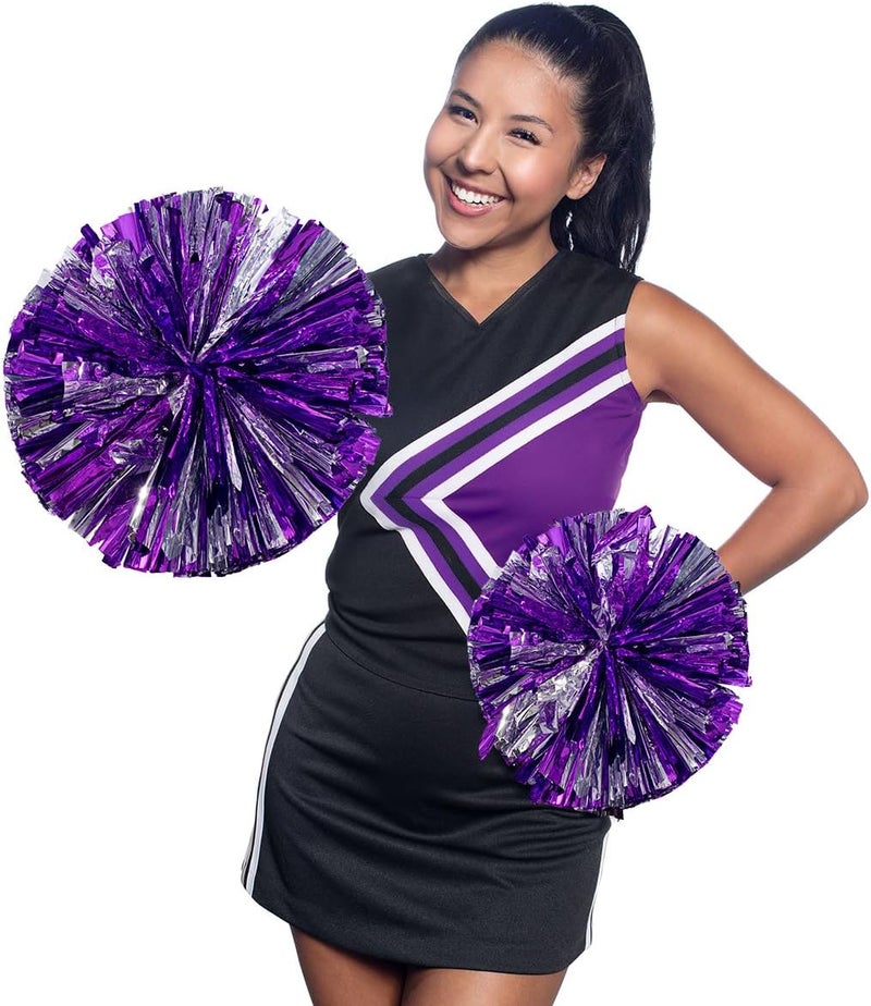 Anderson's Premium Purple & Silver Metallic Foil Baton Pom Poms, 14" Cheer Shakers for Homecoming, Football, Parades, Weddings, Spirit Rallies, Fundraisers, Graduation, Holiday Events & More, Set of 2 - Image 4